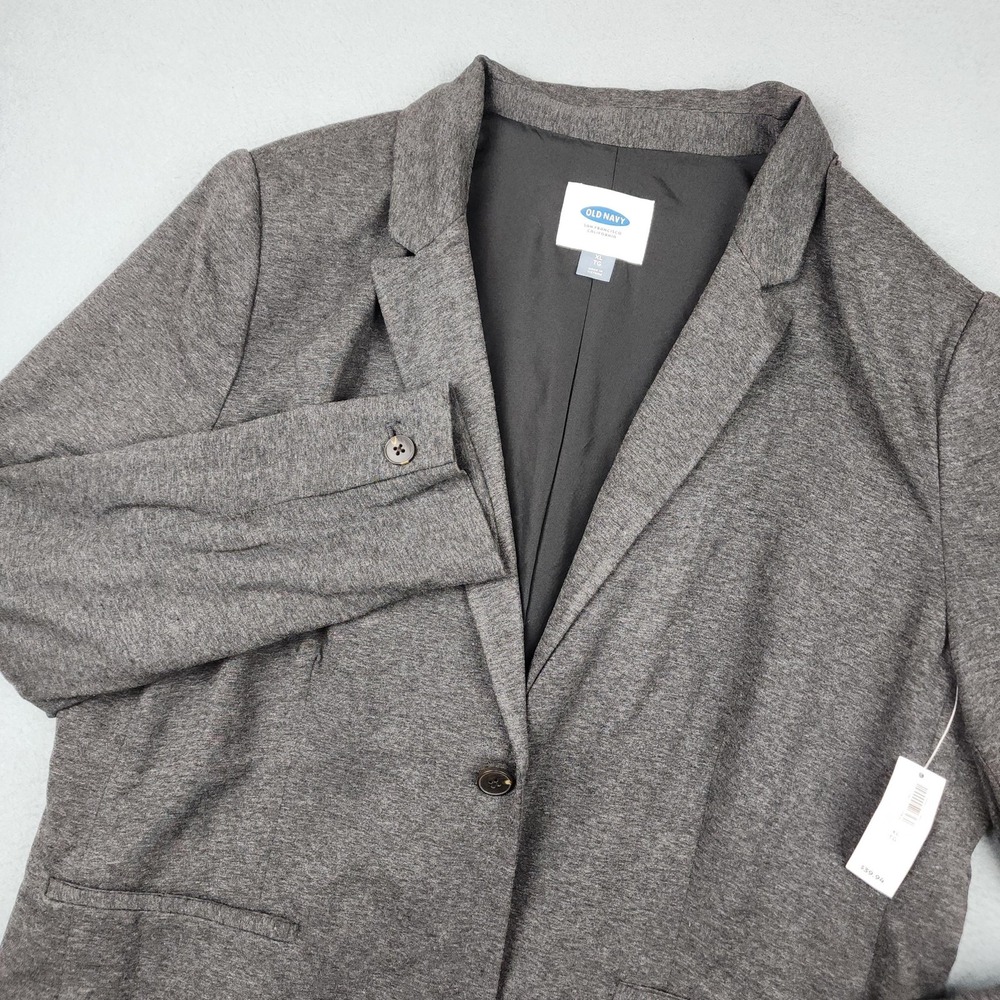 Old Navy Phoebe Blazer Jacket Womens XL Gray Knit Single Button Lined Stretch